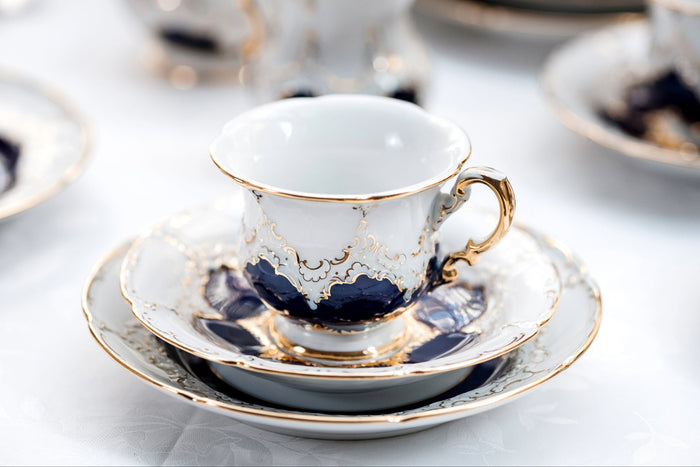 Close up of naked meissen porcelain cherubs on a vase